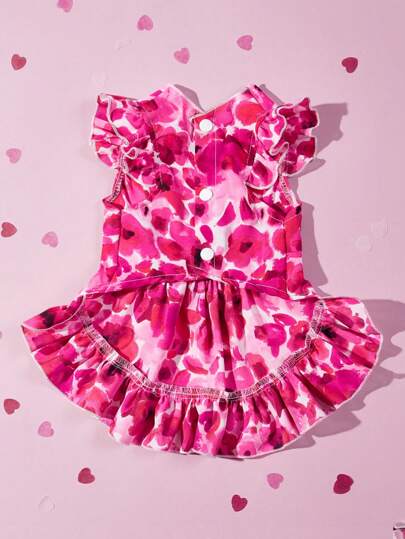 Floral Print Bow Decor Pet Dress - Great for the Summer
