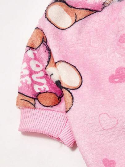 1pc Pet Fleece Sweatshirt, Cute Bear Print Design, Warm & Comfortable For Dogs & Cats