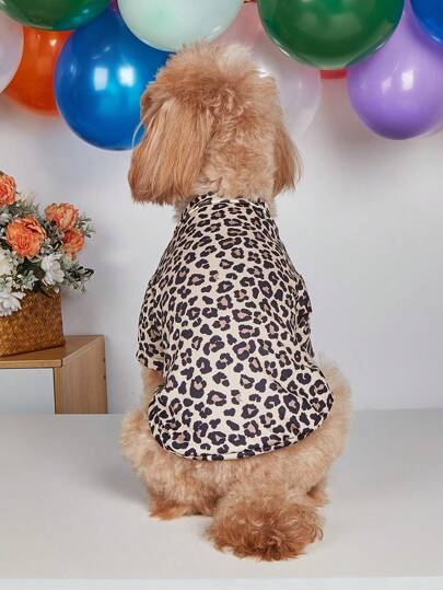 Leopard Print T-Shirt For Cats & Small Dogs, Teddy, Schnauzer, French Bulldog Pet Clothes