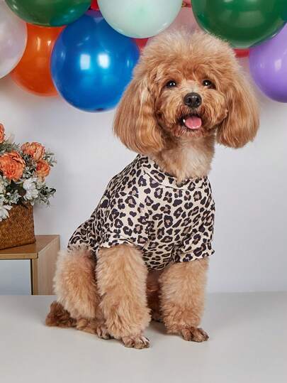 Leopard Print T-Shirt For Cats & Small Dogs, Teddy, Schnauzer, French Bulldog Pet Clothes