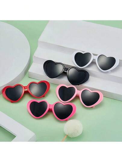 PETSIN Pet Heart Shaped Glasses - Funny Photo Props For Dogs And Cats, Cute Accessories, Pet Sunglasses