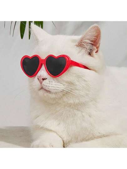 PETSIN Pet Heart Shaped Glasses - Funny Photo Props For Dogs And Cats, Cute Accessories, Pet Sunglasses