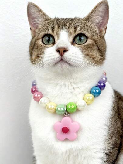 1pc Flower Decor Pet Necklace Suitable For Cats, Dogs, Teddy & Small Pets Under 9.0kg