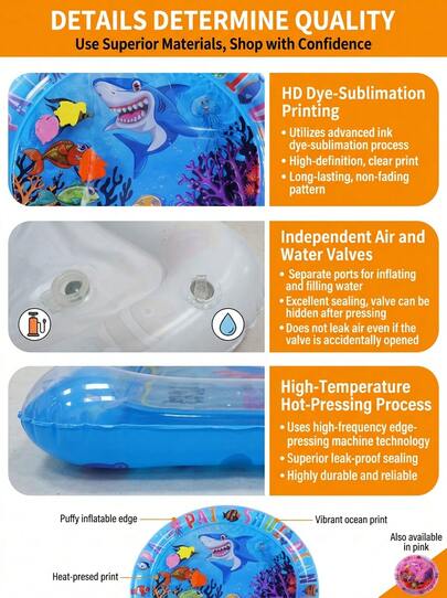 PETSIN Water Filled And Inflatable Round And Square Cat Water Sensory Play Mat, Pet Waterbed, Dog And Cat Summer Cooling Floor Mat, Animal Oasis Pet Water Sensory Mat, Waterbed Play Mat, Thickened PVC Anti-Scratch, Feel Cool And Comfortable Pet Mat
