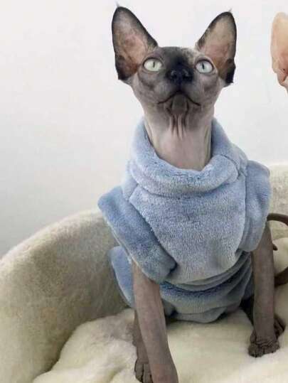 Sphynx Cat Hairless Autumn/Winter Warm Fleece Turtleneck Vest, Soft & Skin-Friendly Sleeveless Base Layer Pet Sweater, Multiple Colors, Machine Washable, Suitable For Air-Conditioned Rooms To Protect Abdomen In Summer