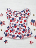 PETSIN Independence Day Flag, Love Letter Print, Small Flying Sleeves, Pet Cat And Dog Dress, Detachable Bow, D-Buckle, Traction Ring, Pet Universal Dress