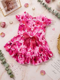 Floral Print Bow Decor Pet Dress - Great for the Summer