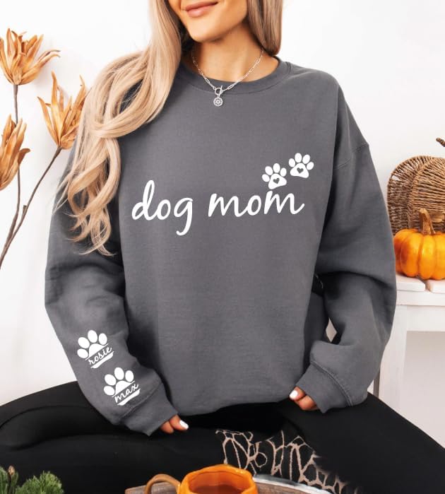 Custom Dog Mom Sweatshirt with Pet Names, Personalized Gifts for Dog Dad, Cat Dad Gifts, Custom Pet Sweatshirt, Personalized Cat Mom Gift, Pawsome Parents, Womens Novelty Sweatshirt Multiple Colors