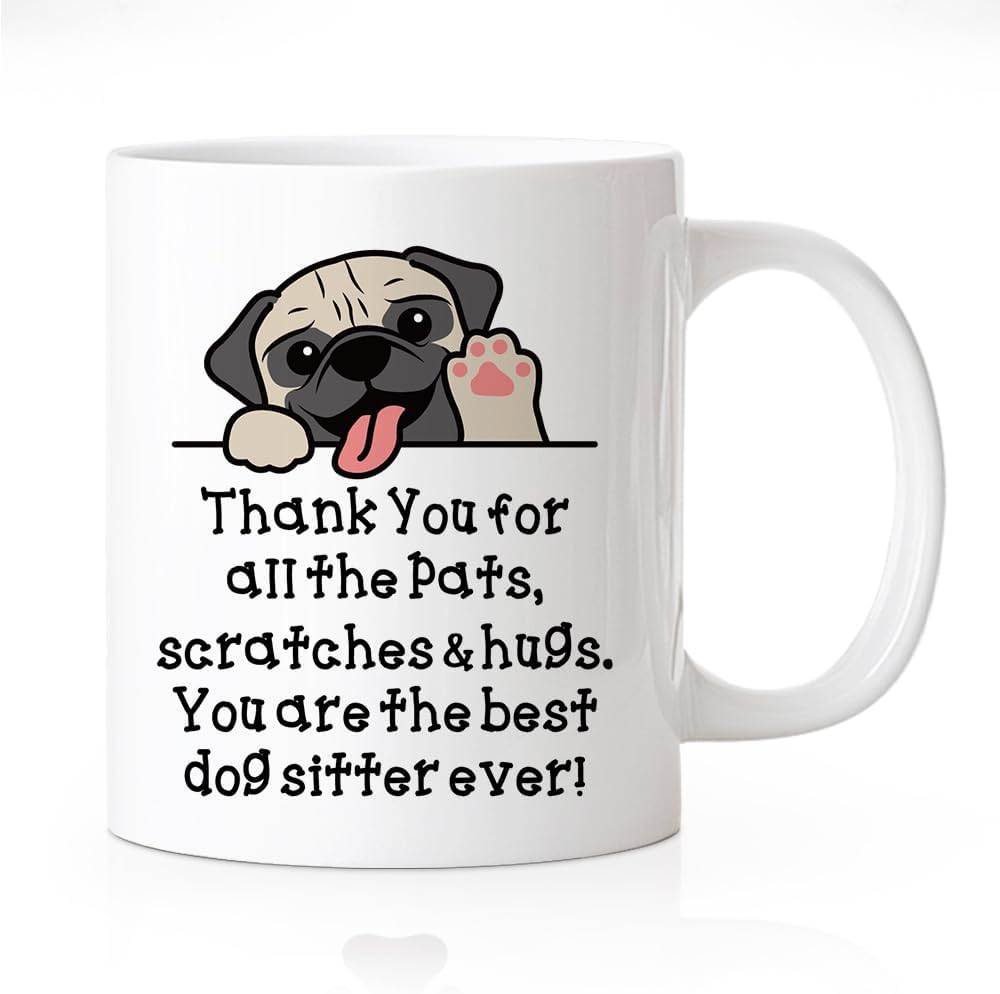 RZHV Best Dog Sitter Ever 11 Ounces White Novelty Coffee Mug, Funny Dog Family Ceramic Mug, Retirement Gifts for Pet Sitter, Thank You Gifts for Pet Owner Sister BBF Mom