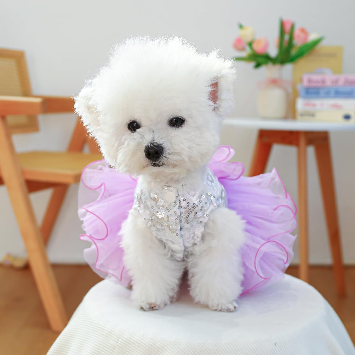 Furbabycare® Elegant Sweet Puppy Dog Blingbling Princess Skirt Pet Dog Lace Cake Camisole Tutu Dress A-Purple