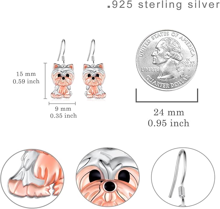 Cute Golden Retriever/Schnauzer/German Shepherd/Poodle/Yorkie Earrings 925 Sterling Silver Dog Dangle Earrings Dog Jewelry Gifts for Women Dog Lover