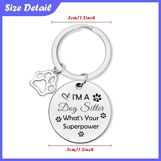 Dog Sitter Thank You Gifts Dog Walker Keychain Pet Sitter Gifts for Women Men Pet Trainer Dog Owner Dog Lovers Gifts for Friends Appreciation Jewelry Coworker Farewell Christmas Birthday Present