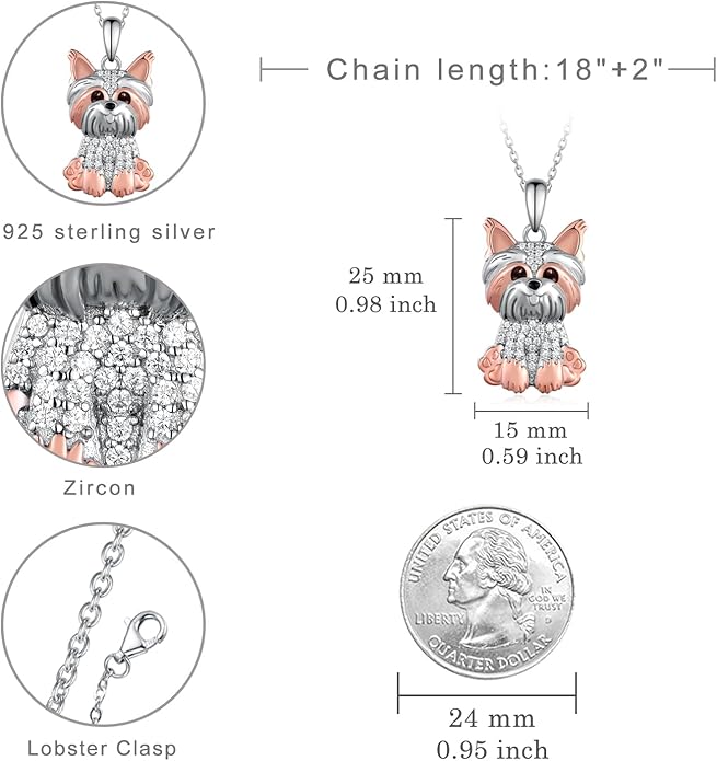 Yorkie/Pug/Maltese/Poodle/German Shepherd Necklace 925 Sterling Silver Dog Pendant Necklaces for Women Dog Jewelry Gifts for Women Dog Loves