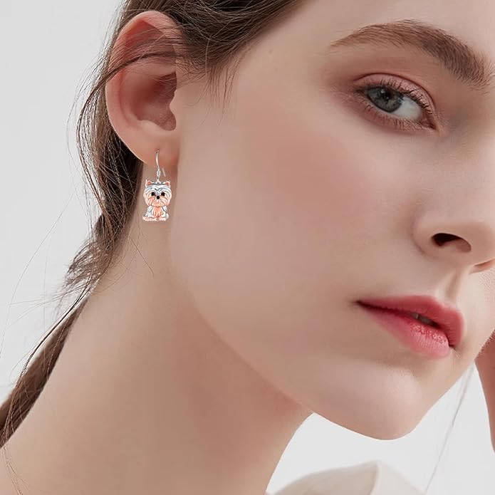 Cute Golden Retriever/Schnauzer/German Shepherd/Poodle/Yorkie Earrings 925 Sterling Silver Dog Dangle Earrings Dog Jewelry Gifts for Women Dog Lover