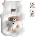 Cute Pet Apparel Plush Bear Pattern Cartoon Dog Clothes All Season Sleeveless Puppy Kitten Pullover Soft Skin-Friendly
