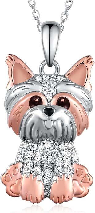 Yorkie/Pug/Maltese/Poodle/German Shepherd Necklace 925 Sterling Silver Dog Pendant Necklaces for Women Dog Jewelry Gifts for Women Dog Loves