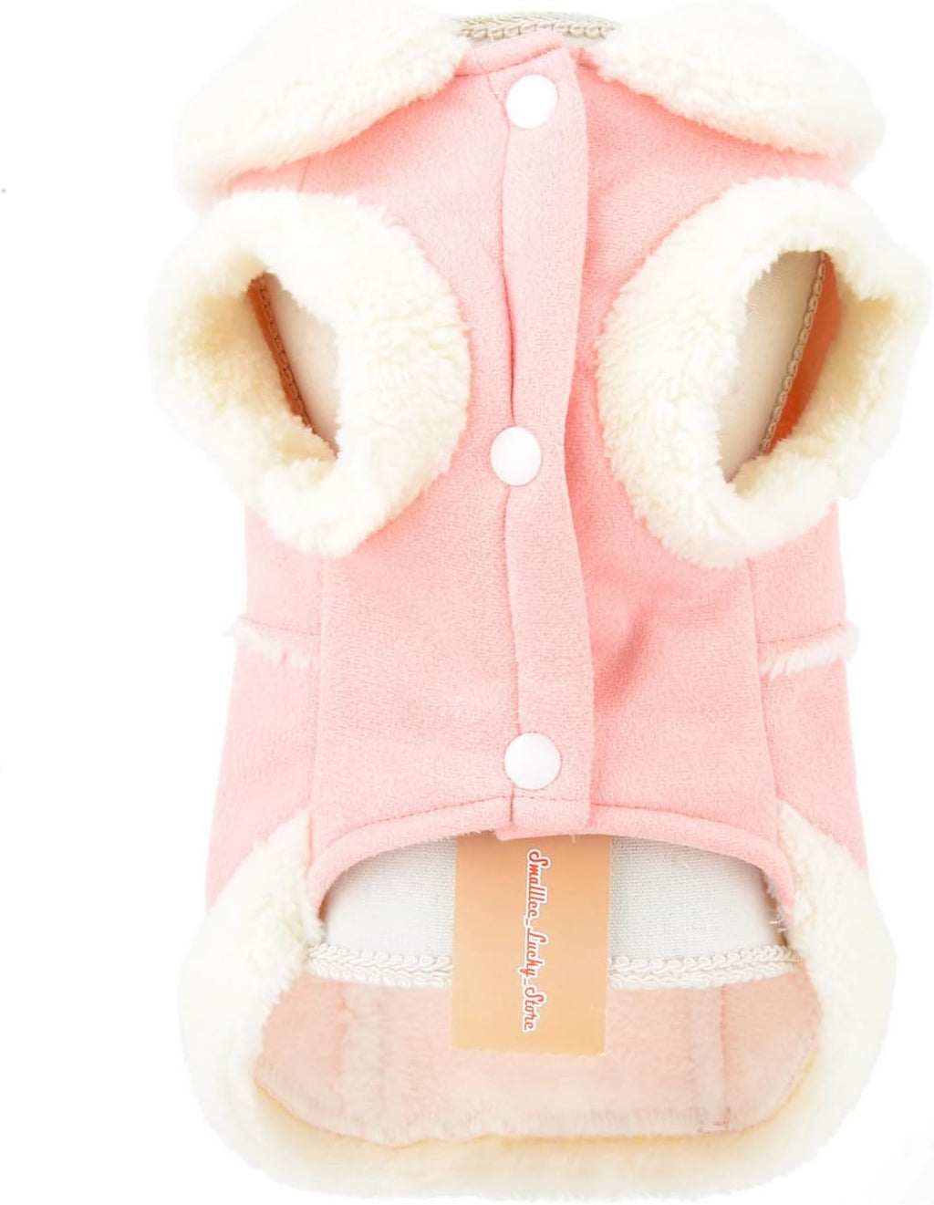 SMALLLEE_LUCKY_STORE Fleece Dog Coat for Small Dog Pet Harness Jacket with Bow and D-Ring, Soft Vest Fall Winter Clothes with Fuzzy Collar Chihuahua Yorkie Cat