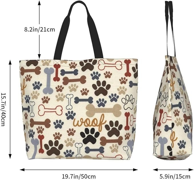 Novelty Dog Pug Large Tote Bag Casual Shoulder Bags Reusable Grocery Handbag For Women Travel Shopping