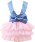 Pet's Cute Halter Bowknot Tutu Dress for Small Dogs Girl Cute Dresses for Tiny Puppy Female Clothes Blue