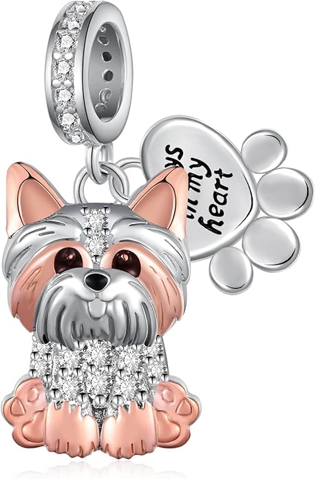 Yorkie/Pug/Maltese/German Shepherd/French Bulldog/Schnauzer/Greyhound/Poodle Charm 925 Sterling Silver Cute Dog Charms for Bracelets Dog Jewelry Gifts for Women