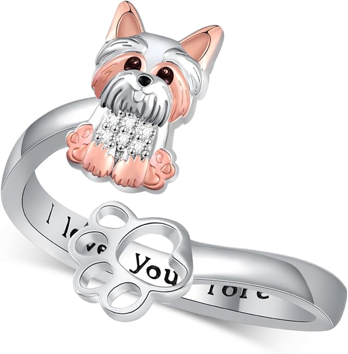 Pug/Yorkie/German Shepherd/Corgi/Maltese/Border Collie/Schnauzer/Golden Retriever/Dachshund Ring 925 Sterling Silver Cute Dog Rings for Women Dog Jewelry Gifts for Women Dog Lover