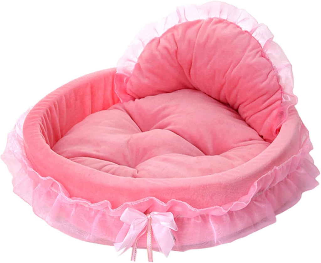pawstrip Pink Dog Bed Washable Princess Cat Couch Soft Plush Pet Sofa Nest Mat Snuggle Kitten Puppy Cave Beds Cute Cozy Kitten Doggy Kennel Cushion Small Medium Dogs Cats Sleeping Pad
