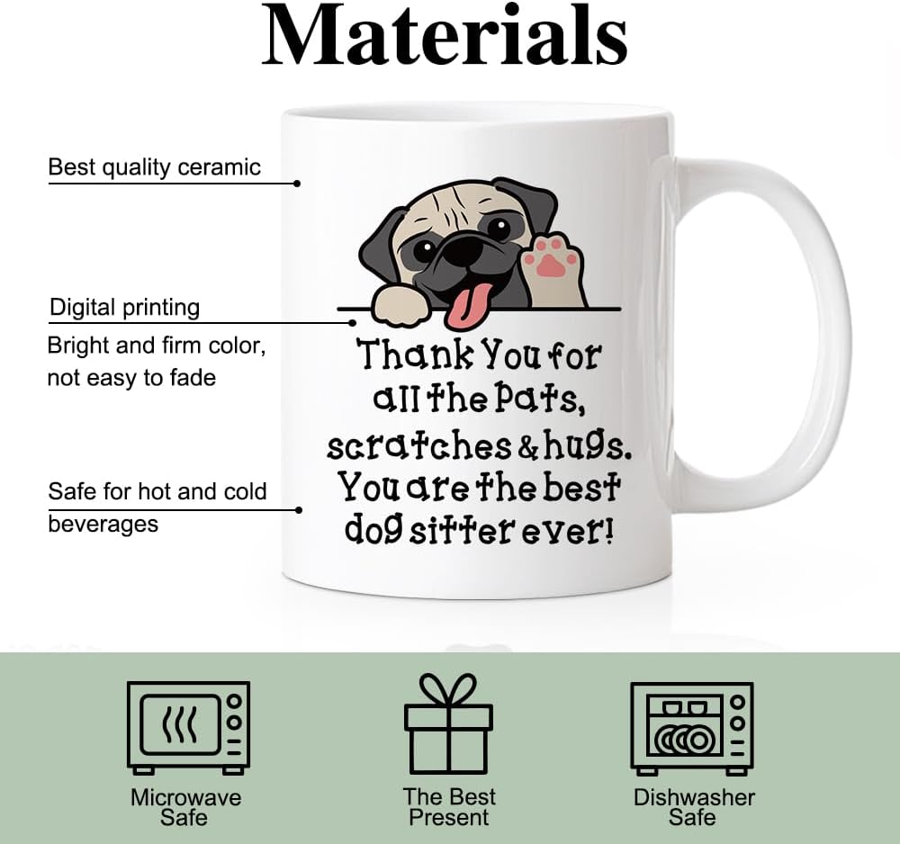 RZHV Best Dog Sitter Ever 11 Ounces White Novelty Coffee Mug, Funny Dog Family Ceramic Mug, Retirement Gifts for Pet Sitter, Thank You Gifts for Pet Owner Sister BBF Mom