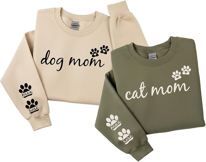 Custom Dog Mom Sweatshirt with Pet Names, Personalized Gifts for Dog Dad, Cat Dad Gifts, Custom Pet Sweatshirt, Personalized Cat Mom Gift, Pawsome Parents, Womens Novelty Sweatshirt Multiple Colors