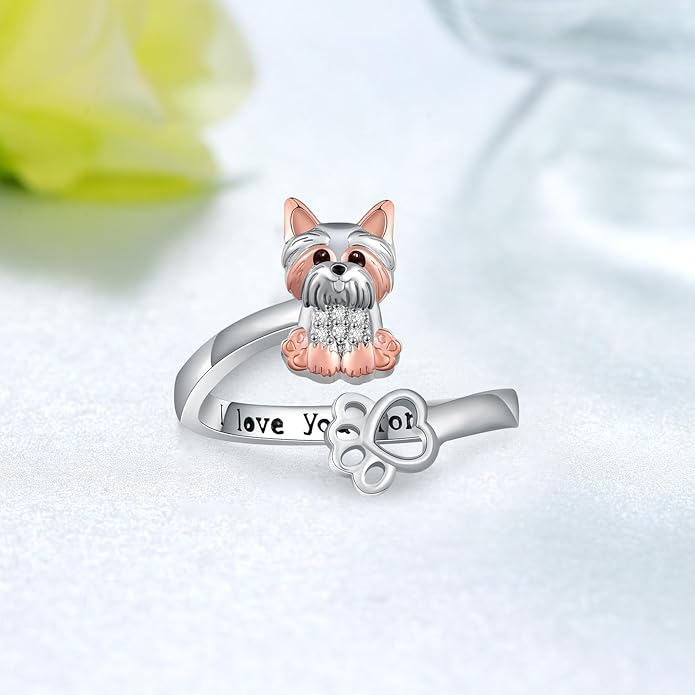 Pug/Yorkie/German Shepherd/Corgi/Maltese/Border Collie/Schnauzer/Golden Retriever/Dachshund Ring 925 Sterling Silver Cute Dog Rings for Women Dog Jewelry Gifts for Women Dog Lover
