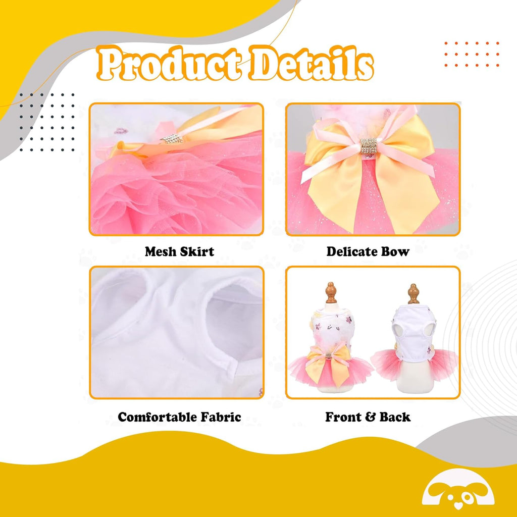 PetnBeyond Dog Princess Dress Perfect for Small Dogs - Enchanting Tiered Layer Tutu Pet Apparel for Birthdays Celebrations - Cute Tulle Dog Dresses Costume Suitable Cats and Puppy (X-Small, Pink)