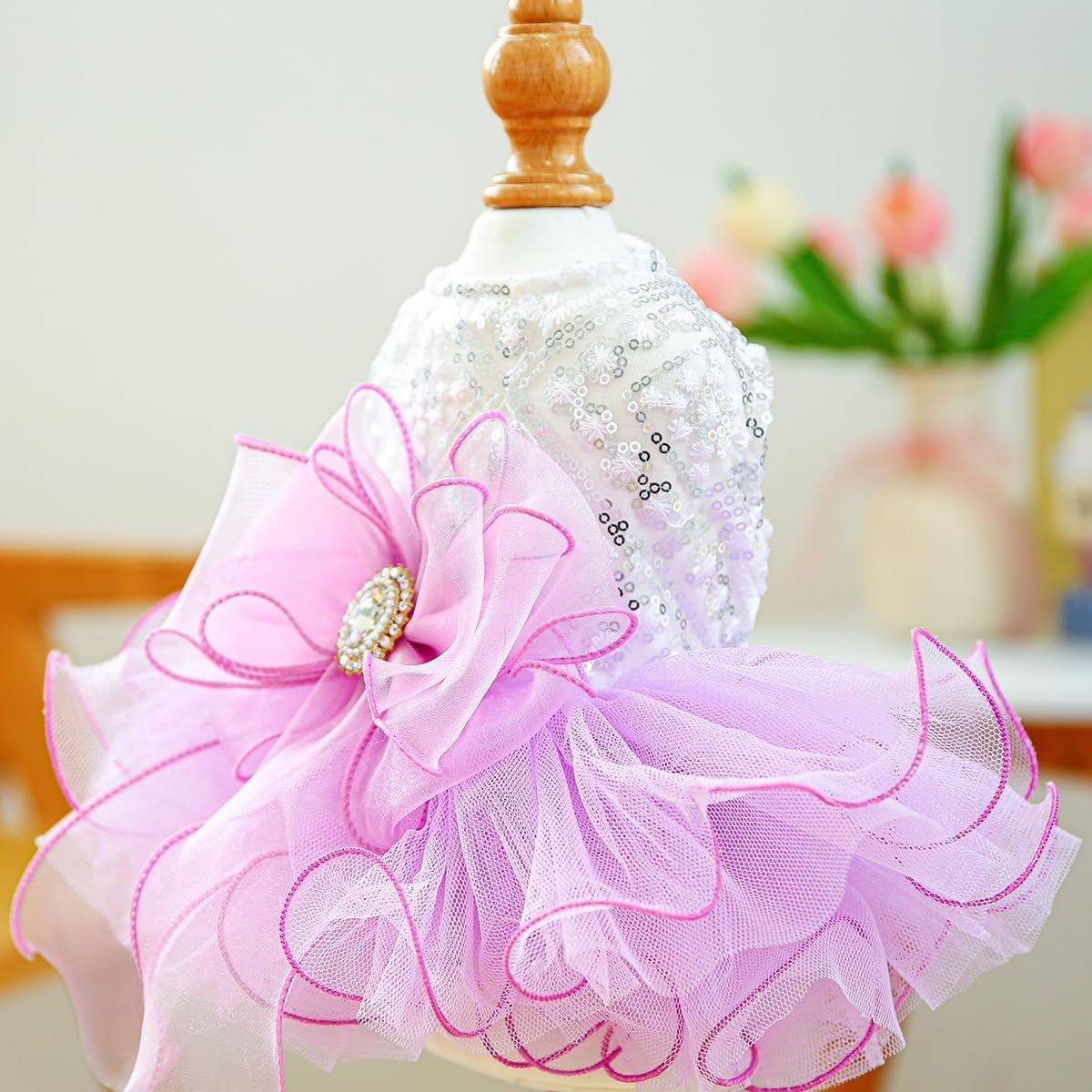 Furbabycare® Elegant Sweet Puppy Dog Blingbling Princess Skirt Pet Dog Lace Cake Camisole Tutu Dress A-Purple