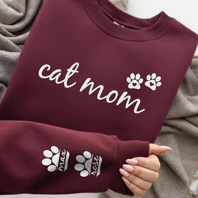Custom Dog Mom Sweatshirt with Pet Names, Personalized Gifts for Dog Dad, Cat Dad Gifts, Custom Pet Sweatshirt, Personalized Cat Mom Gift, Pawsome Parents, Womens Novelty Sweatshirt Multiple Colors