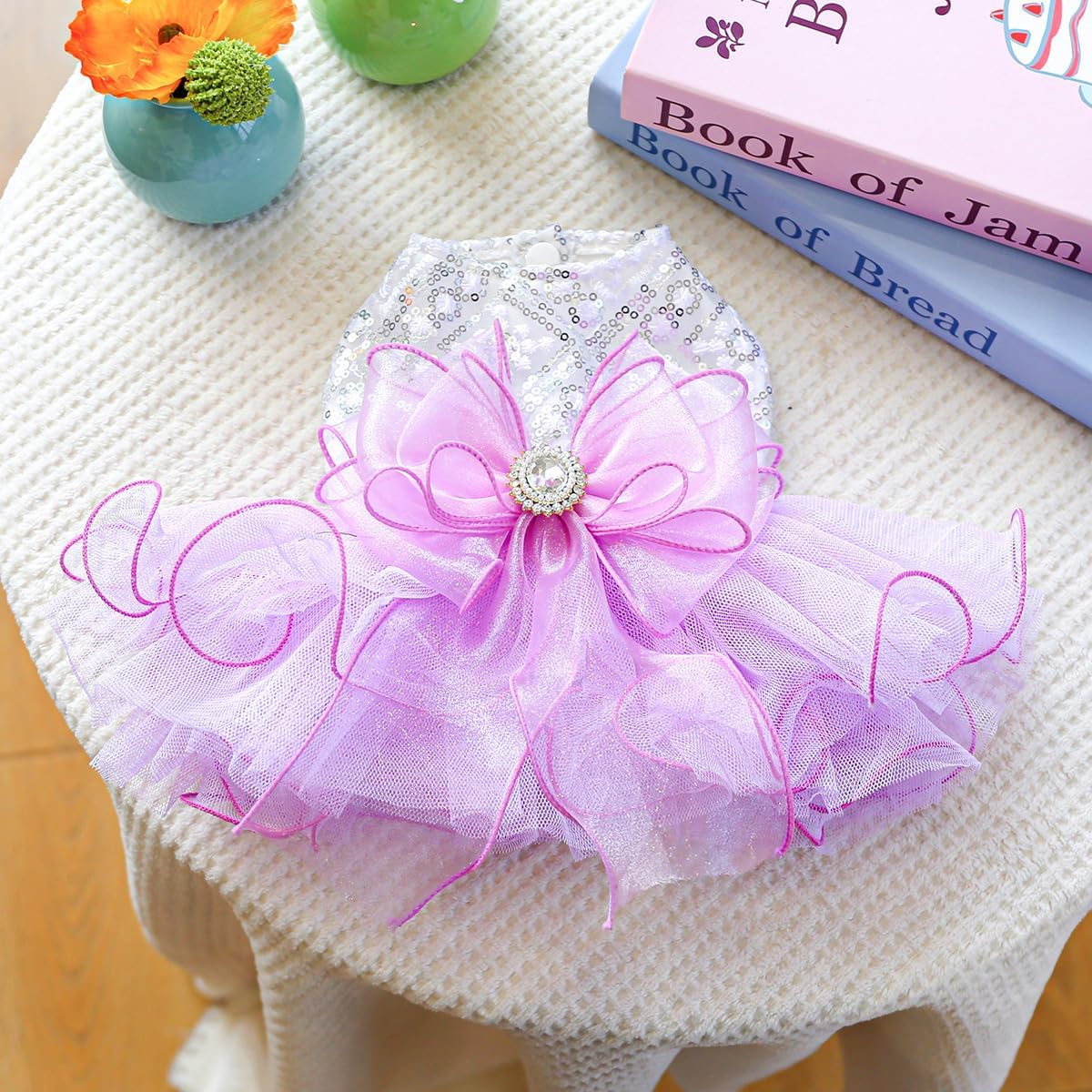 Furbabycare® Elegant Sweet Puppy Dog Blingbling Princess Skirt Pet Dog Lace Cake Camisole Tutu Dress A-Purple