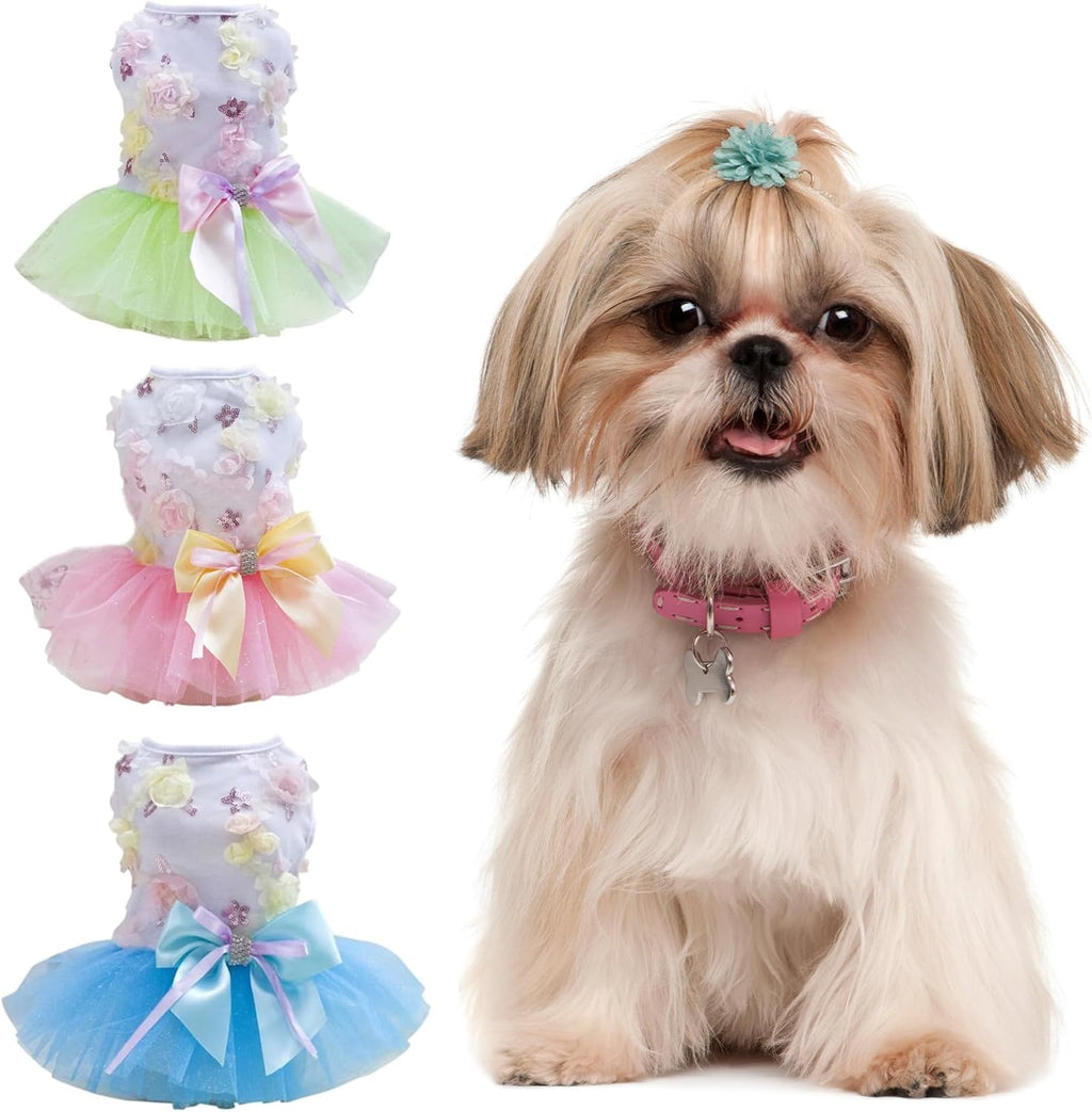 PetnBeyond Dog Princess Dress Perfect for Small Dogs - Enchanting Tiered Layer Tutu Pet Apparel for Birthdays Celebrations - Cute Tulle Dog Dresses Costume Suitable Cats and Puppy (X-Small, Pink)