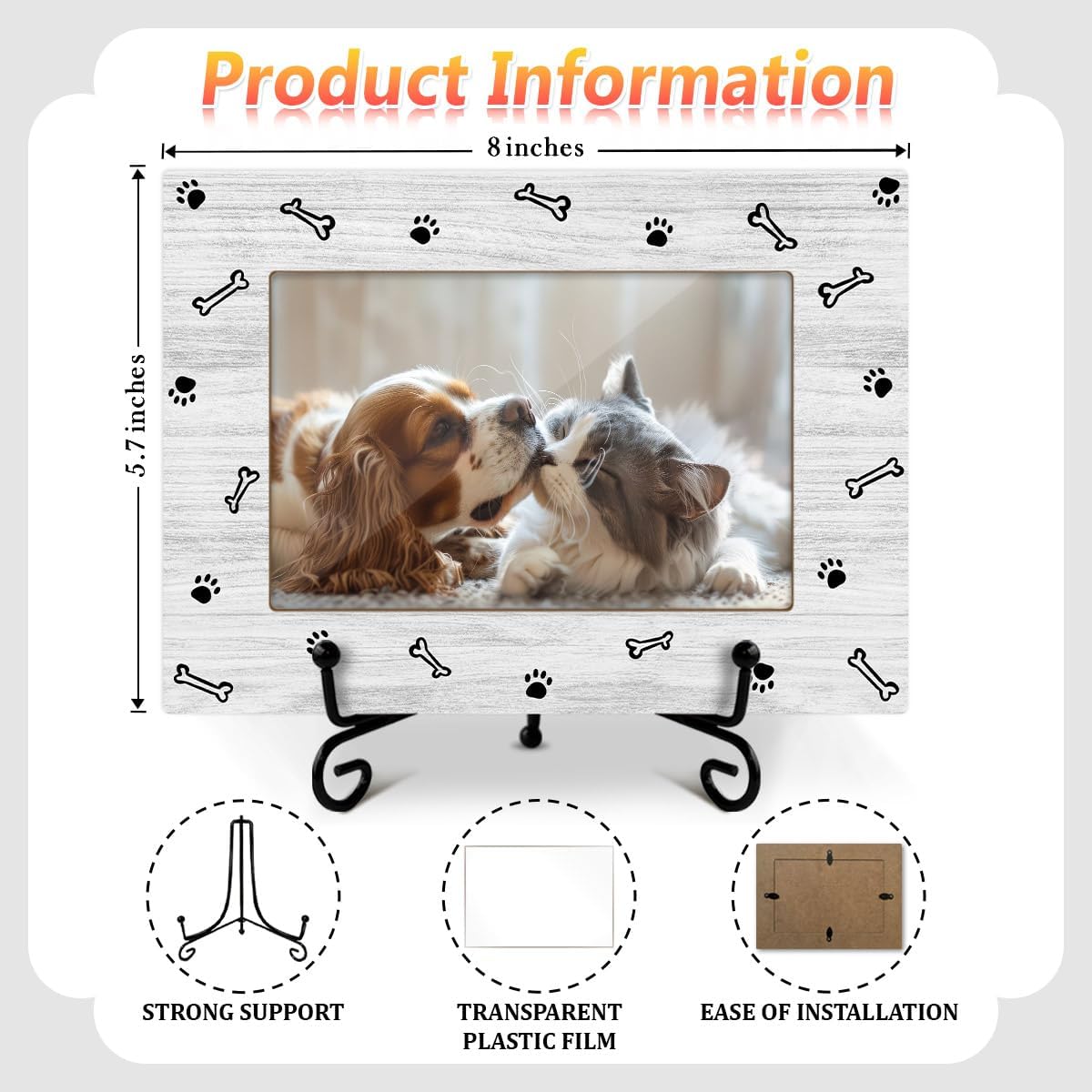 Pet Picture Frame, Pet Memorial Dog Lovers Gifts for Women, Puppy Gifts for New Owners, Loss of Dog Sympathy Gift, Wooden Photo Frame With Iron Stand, Tabletop Decor -29