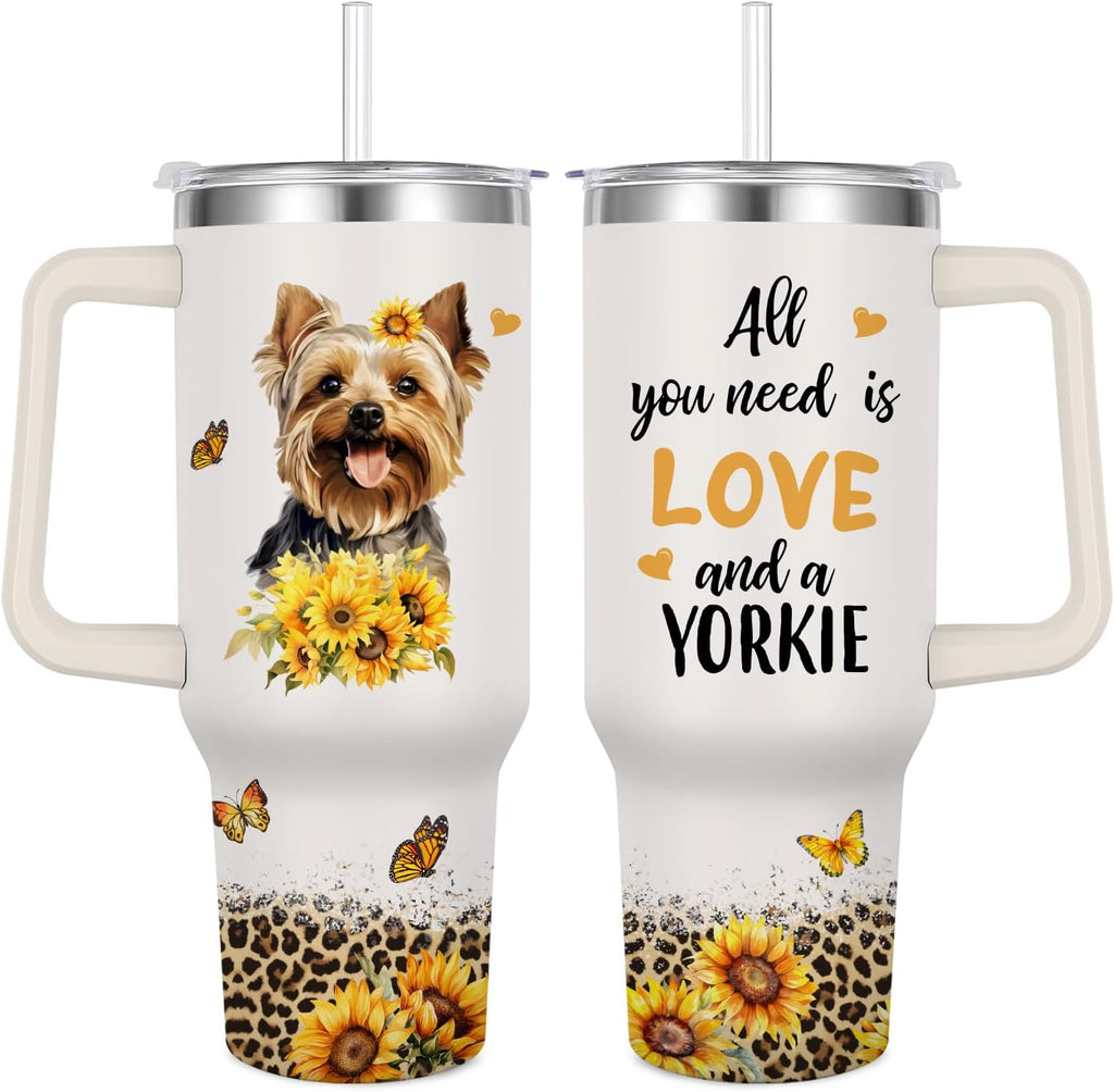 Yorkie Tumbler for Womens,Vacuum Insulated Travel Cup 40oz