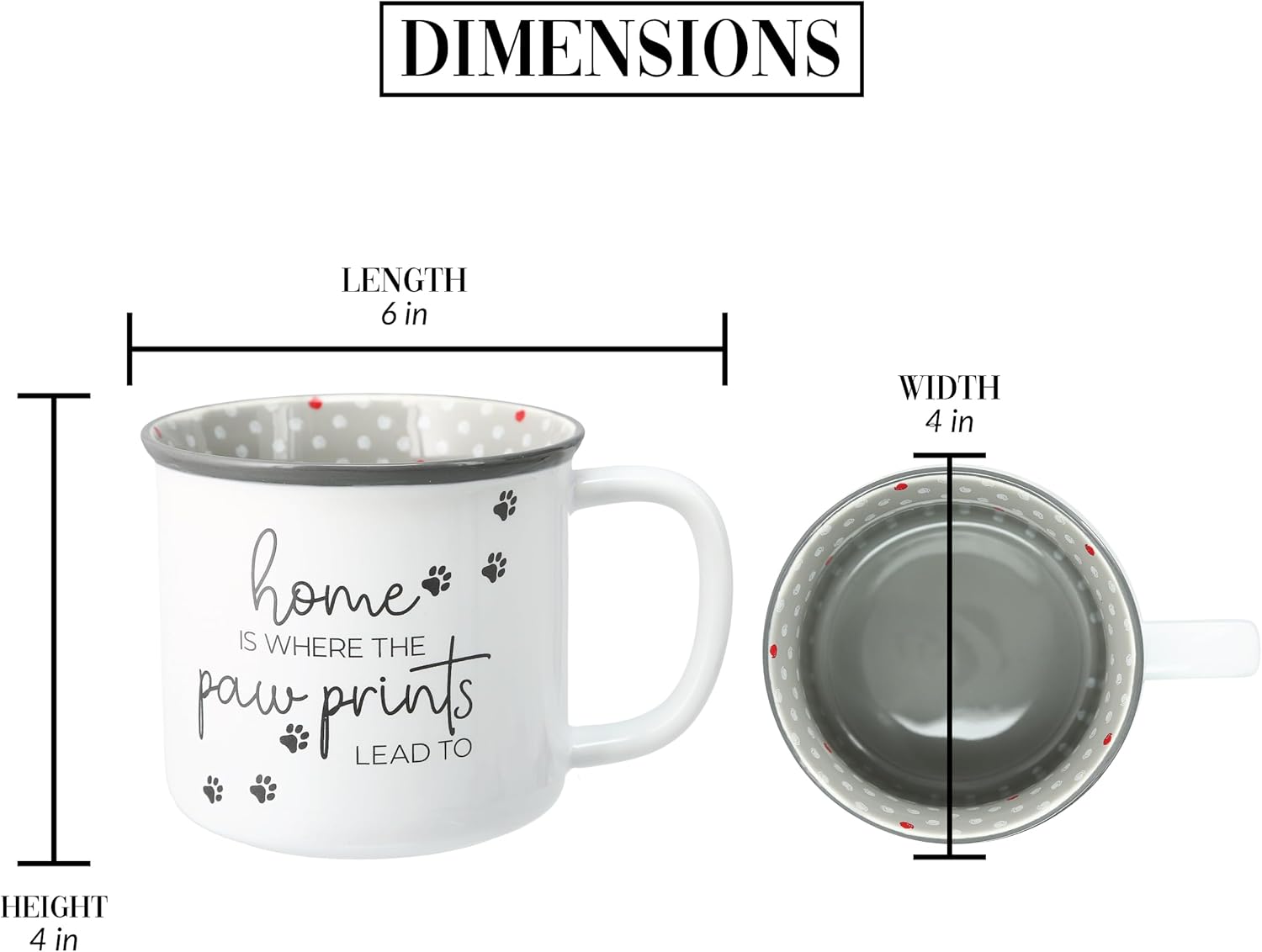 Pavilion Gift Company - Home Is Where The Paw Prints Lead To - 18 oz Coffee Mug Tea Cup Kitten Puppy Feline K-9 Cat Dog Lover Gift Rescue Pet Mom Dad Present