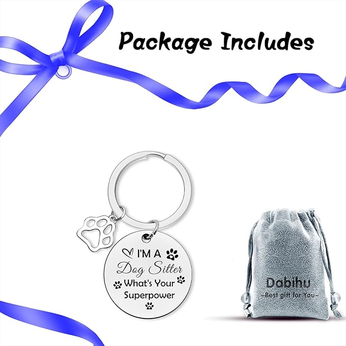 Dog Sitter Thank You Gifts Dog Walker Keychain Pet Sitter Gifts for Women Men Pet Trainer Dog Owner Dog Lovers Gifts for Friends Appreciation Jewelry Coworker Farewell Christmas Birthday Present