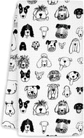 Black and White Dog Dish Hand Towels for Kitchen Bathroom 16x24 - Dog Lover Gifts for Women Mom, Dogs Decor for Bathroom Home