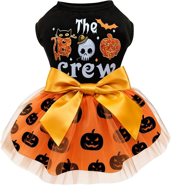 Idepet Princess Dog Dress Tulle Puppy Skirt Pet Apparel Dog Tutu with Bowknot,Birthday Dresses Daisy Sleeveless Holiday Clothes for Small Dogs Girls and Cats, Small