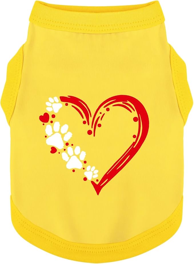 Discover Cozy Sleeveless Canine Wear: Soft, Lightweight, and Breathable Cotton Dog Shirt Featuring Heart and Paw Graphics. Vest Tank Top is Ideal for Small, Medium, and Large Breeds Black