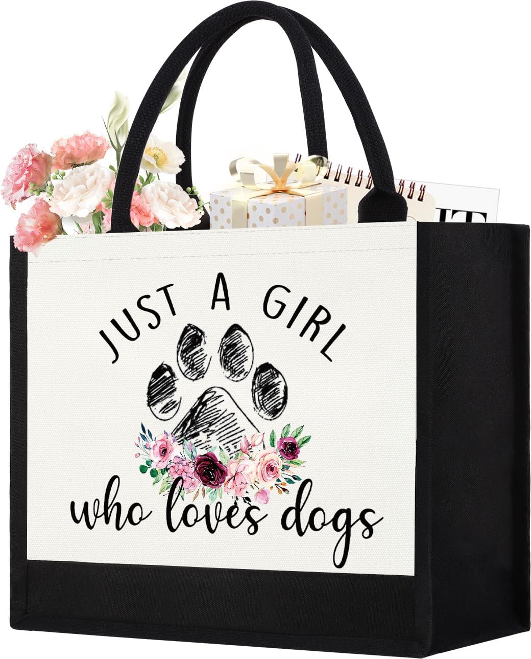 Canvas Tote Bag for Women, Cute Dog Gifts for Dog Lover, Animal Lover Gift Aesthetic Beach Tote Bag Reusable Grocery Bag, Birthday Christmas Gift for Daughter Friends Sisters Bestie Who Loves Dogs
