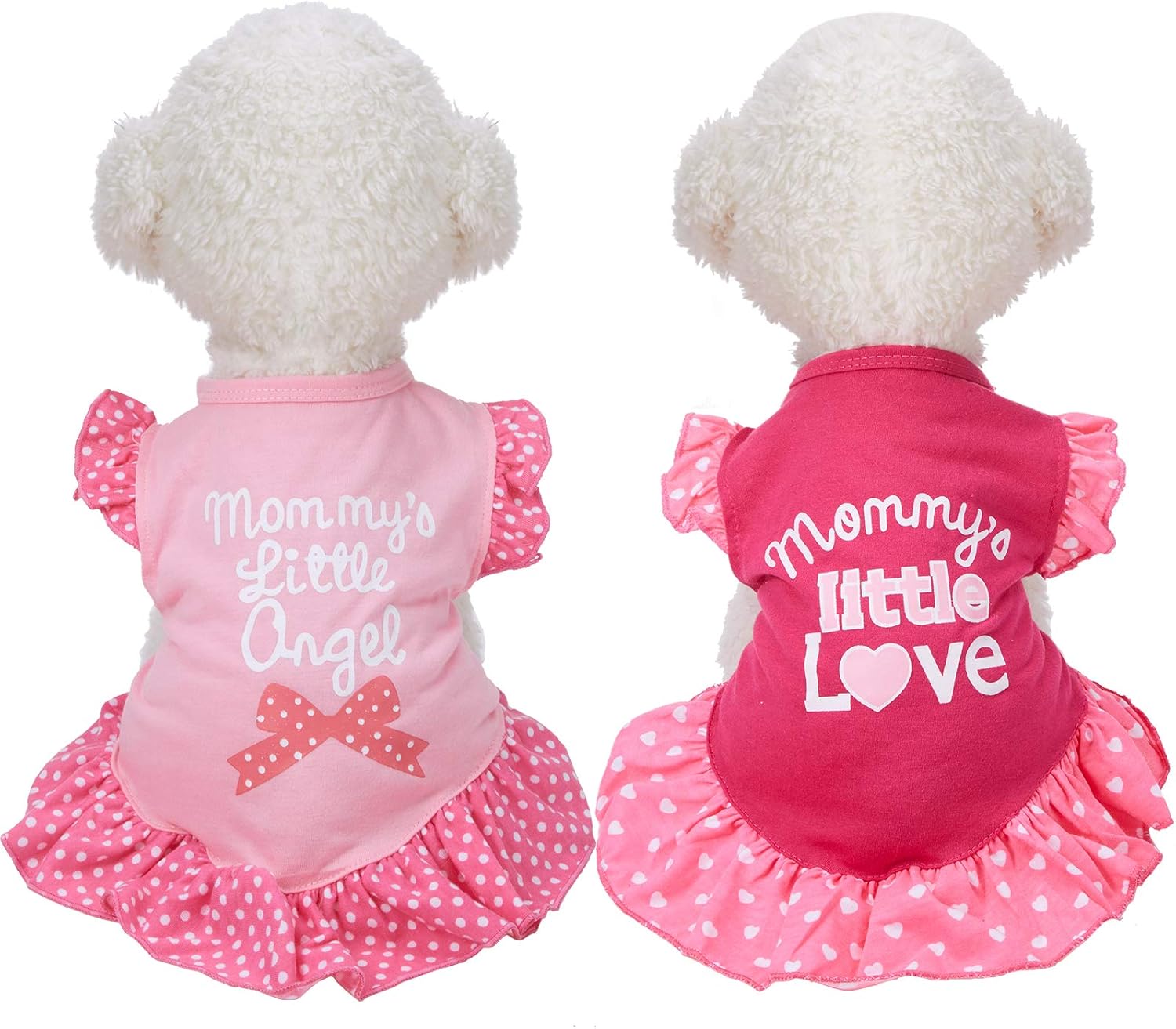 2 Pieces Dog Dresses for Dogs Cute Girl Female pet Dress Mommy Puppy Shirt Skirt Dresses Pet Summer Clothes Apparel for Cats