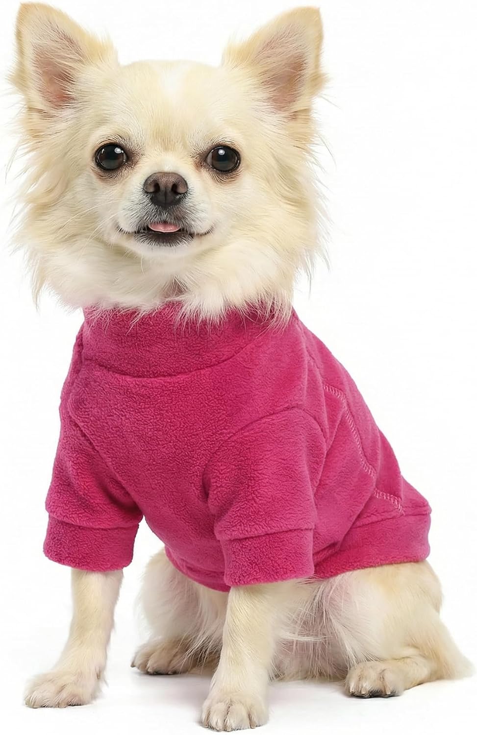 Fitwarm 3 Pack Classic Fleece Dog Sweater, Turtleneck Dog Sweatshirt, Dog Winter Clothes for Small Dogs Girl, Pet Pullover Jumper, Cat Apparel, Pink, Rose, Baby Pink
