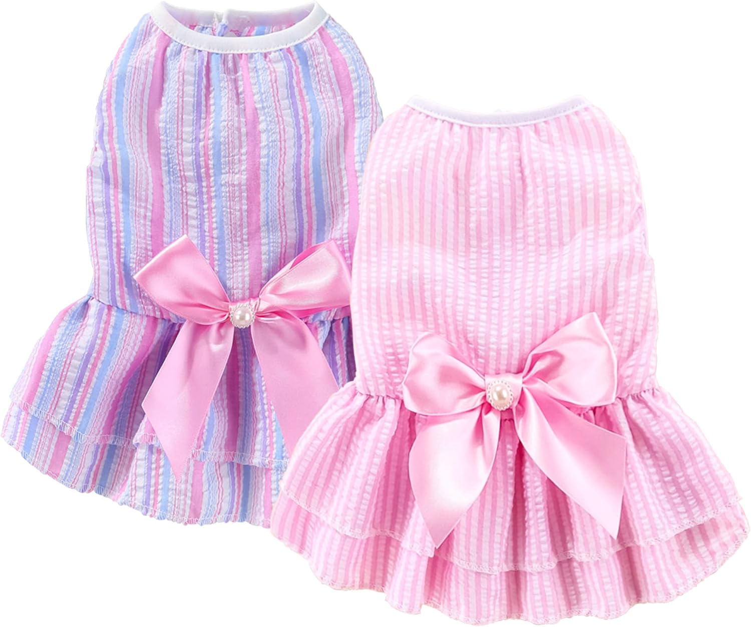 Dog Dress, Cute Pet Princess Dresses with Bright Color Design, Sweet Bowknot, Dog Clothes for Small Dogs Girl, Breathable & Lightweight, for Spring Summer, 2 Pack