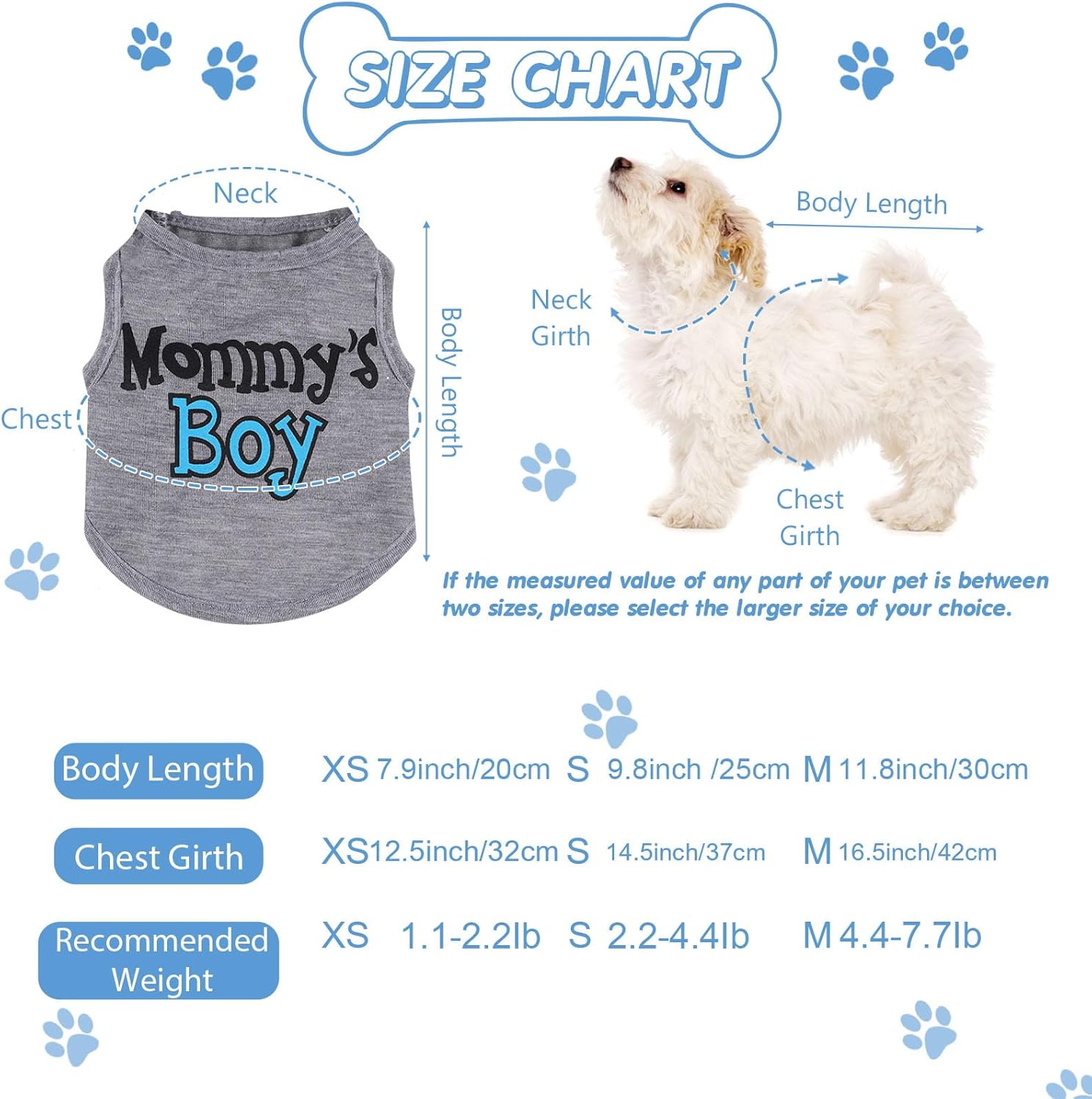 Sadnyy 6 Pack Winter Dog Shirt Boy Pet Clothes Doggy Tee Tank Top Kitten Shirts with Letters for Small Medium Dogs Cats Soft Cozy Chihuahua Vest Apparel for Dog Cat Puppy