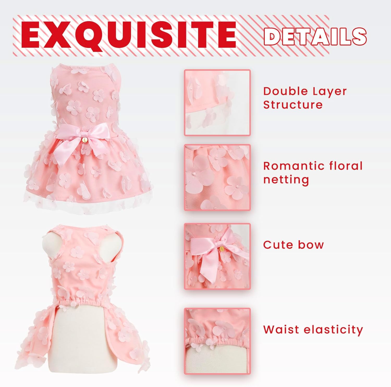 Laifug Dog Dress Puppy Print Princess Dog Dress Cute Party Wear