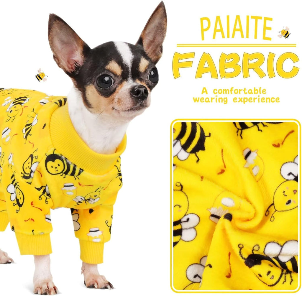 Paiaite Dog Pajamas Onesie: Comfortable Four-Legged Apparel for Small, Medium, & Large Dogs, Polyester Material for Comfort, Wrinkle Resistance, Moisture Wicking, Stretchiness Cute Bee