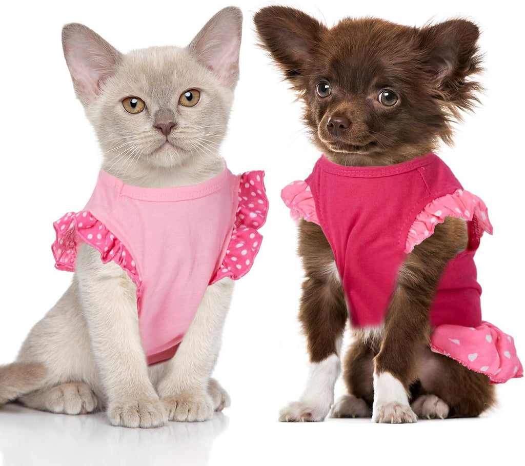 2 Pieces Dog Dresses for Dogs Cute Girl Female pet Dress Mommy Puppy Shirt Skirt Dresses Pet Summer Clothes Apparel for Cats