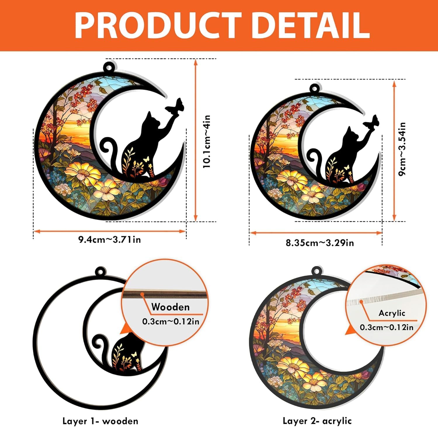 NAZENTI Personalized Cat Memorial Suncatcher, Loss of Pets Hanging Ornament, Custom Cats Remembrance Gifts, Sympathy Gift, Bereavement Gifts Cats, Cat Wind Chimes Memorial, Pet Owner